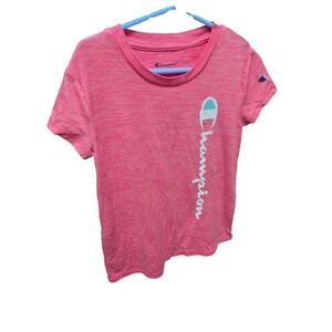 Champion Girls Neon Pink Heather Short Sleeve Athletic T-Shirt Size 7/8 M